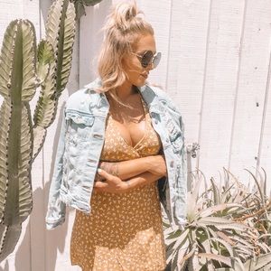 Yellow floral wrap dress